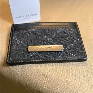 Kurt Geiger Black Card Holder with Metallic Accent